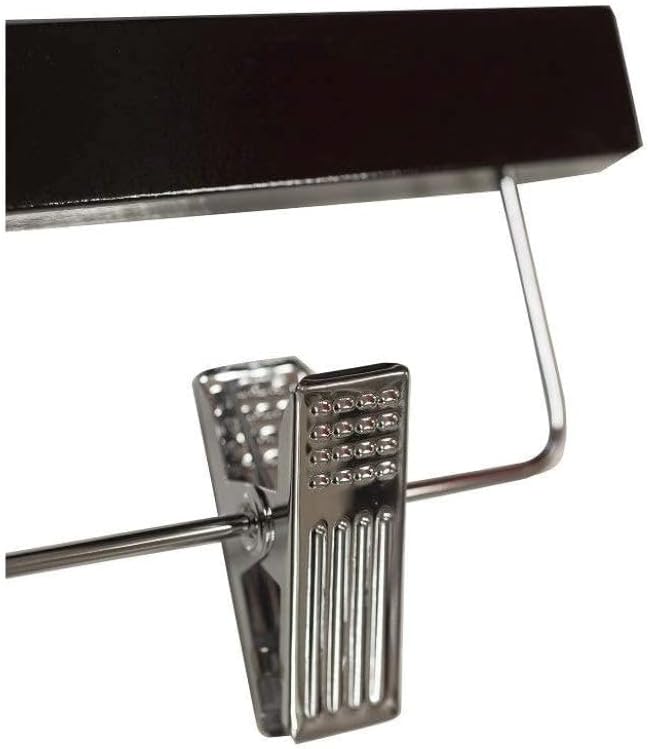 NAHANCO 14” Flat Wooden Skirt/Pant Hanger with Chrome Hardware, Black (Pack of 10)