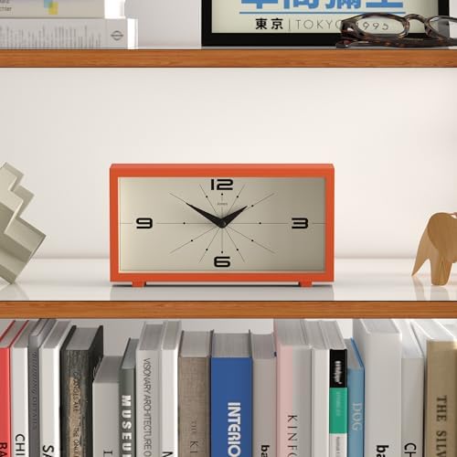 JONES CLOCKS® Odeon Desk Clock | Modern Rectangular Design | Orange | Stylish Retro Look for Shelf, Table, Mantel or Bedside - Image 5