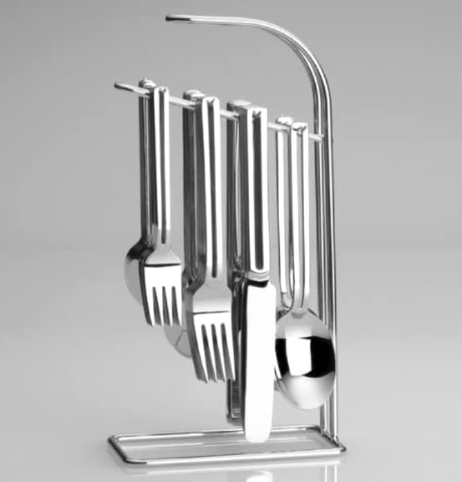 St. James The Rack 42pc 18/10 Stainless Steel Flatware Set on Hanging Rack