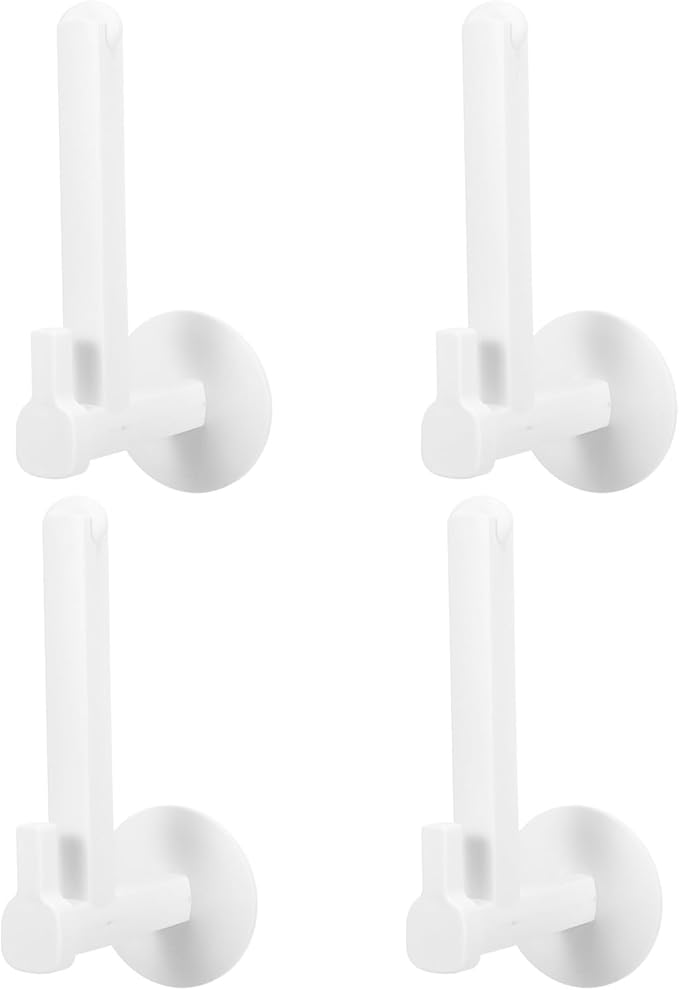 Operitacx 4pcs Wall-Mounted Scale Holder 5.1'' - 8.7'' Most with Adhesive, Pot Lid Organizer for Cabinet Door, Space-Saving Bathroom Bedroom Wall Organizer White