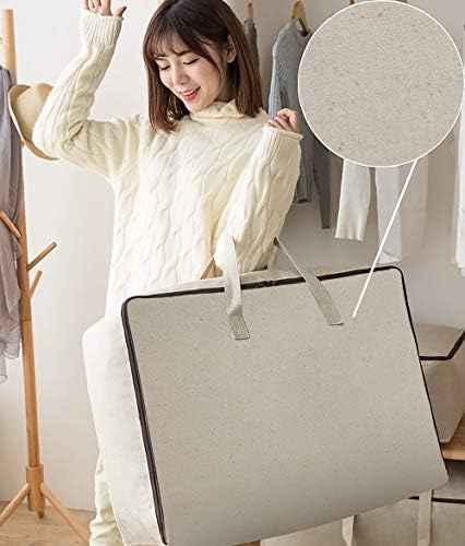 AMJ 5 Pack Oversized Storage Bag for Moving, Packing Supplies, Organizer Tote, Natural Cotton Canvas Zippered Sweater Bag, Reusable and Sustainable (Beige, 5 Pack) - Image 3