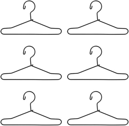 RCFINE 20Pcs Mini Hangers Metal Doll Clothes Holders Wire Rack Stand Doll Clothes Rack for Doll Clothes Gown Dress Outfit Doll Clothes Accessories (Black,15cm)