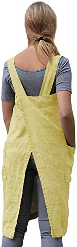Larmliss Women's Pinafore Square Apron Baking Cooking Gardening Works Cross Back Cotton/Linen Blend Dress with 2 Pockets - Image 5
