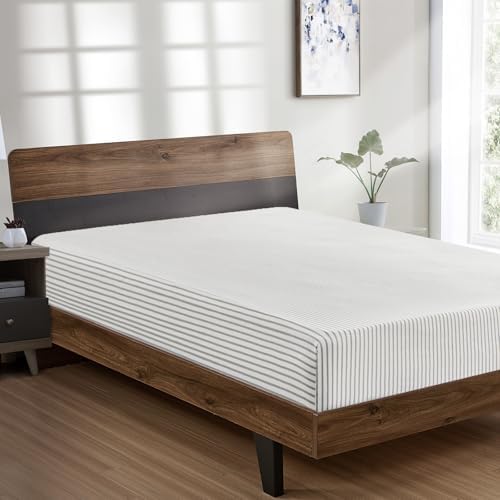 FreshCulture California King Fitted Sheet Only - Hotel Quality Fitted Sheet - Ultra Soft & Breathable - Brushed Microfiber - Deep Pocket - Cooling Fitted Sheets for Cal King Size Bed (Stripe Grey) by FreshCulture