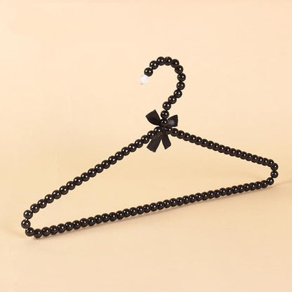 6-Piece Pearl Clothes Hanger Set Wedding Hanger Bridal Bridesmaid Hangers for Wedding Dress Standard Pearl Hangers (Black, 6)