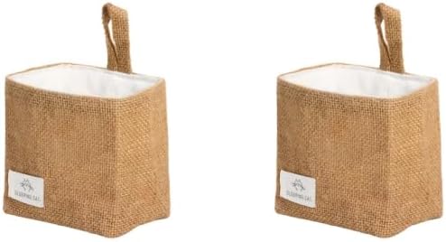 TENEBRALUX Small Cotton and Linen Hanging Storage Basket for Desktop, Ideal for Organizing Keys and Miscellaneous Items. (2)