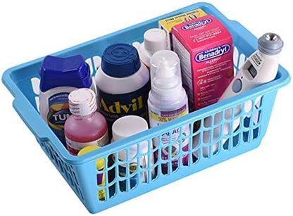 YBM HOME Plastic Perforated Storage Basket Bin Office Drawer, Shelf Desktop Countertop Tray Organizer 32-1188 (1, Blue)