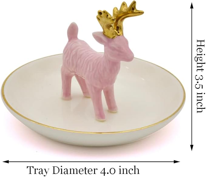 Deer Jewelry Tray Ring Dish Holder, Plated Gold Antler Jewelry Stand With Tray Display Organizer, Jewelry Hanger Rack for Hanging Necklaces, Rings, Earrings, Bracelet Best Gifts.
