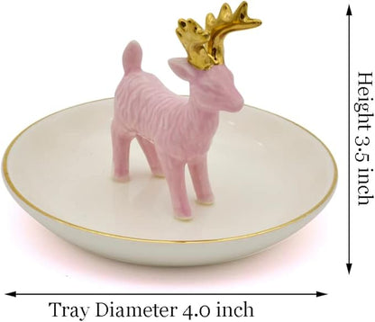 Deer Jewelry Tray Ring Dish Holder, Plated Gold Antler Jewelry Stand With Tray Display Organizer, Jewelry Hanger Rack for Hanging Necklaces, Rings, Earrings, Bracelet Best Gifts.