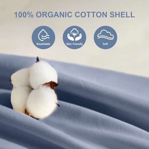 MIOTO Organic Buckwheat Pillow for Sleeping with Dual-Layer Pillowcase and Extra Tartary Buckwheat Hulls, Adjust Height and Firmness, Neck Support Pillow for Back and Side Sleepers(14"x20", Baby Blue) - Image 5