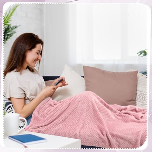 Newwiee 4 Pcs Fleece Throw Blanket, 3D Waffle Textured, Gradient Purple - Image 4