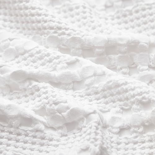 PHF Cotton Waffle Pillow Shams King Size 20" x 36", White, No Insert - Image 5