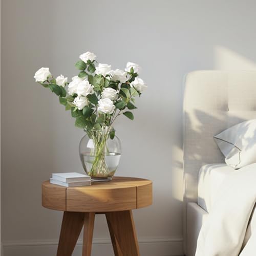 Auihiay 64PCS White Roses Artificial Flower, Fake Silk Roses - Image 3