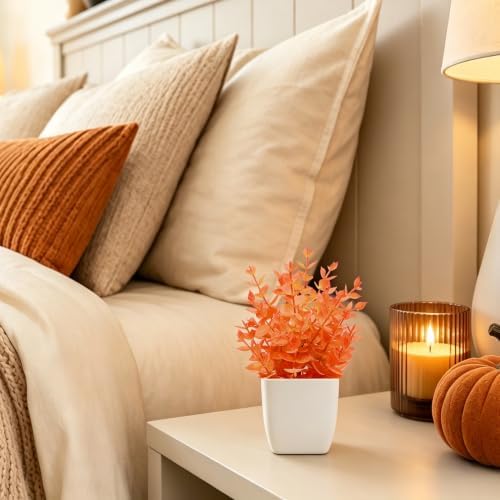 Der Rose 2 Pack Fake Plants Orange Mini Plants for Fall Home Decor - Image 4