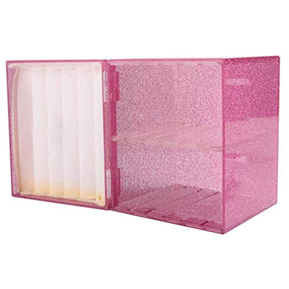 10 Layers Acrylic Eyelash Storage Box,Eyelash Holder Extension Tool,Makeup Organizer False Eyelashes Glue Pallet Holder, Grafting Eye lashes Close-Packed Display with 10 Pallets (pink)