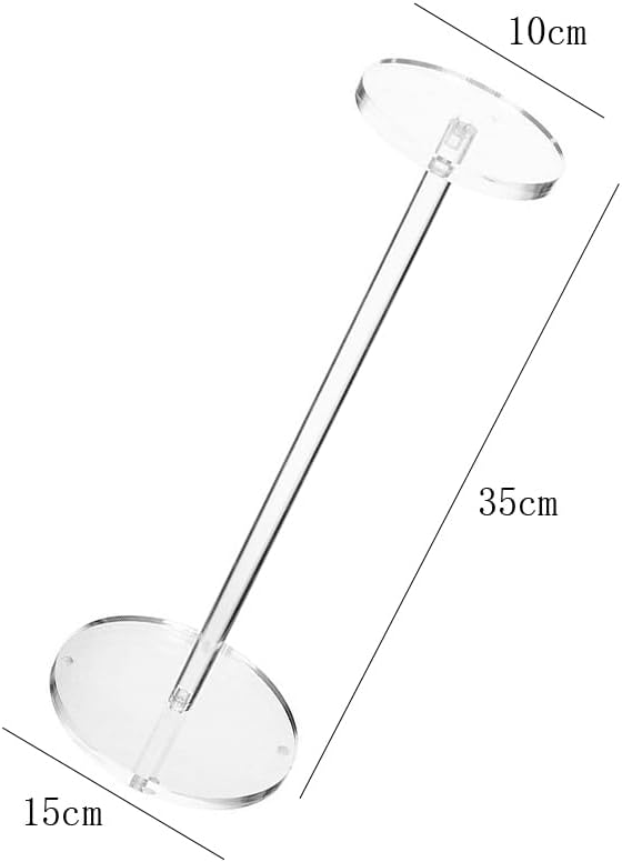 lasenersm 1 Piece Acrylic Hat Stand Wig Display Rack Hat Holder Acrylic Hat Rack Stand Wig Holder Hat Pedestal Stand Baseball Hat Rack Stand for Hat Watch Jewelry(Round Base, 35cm)