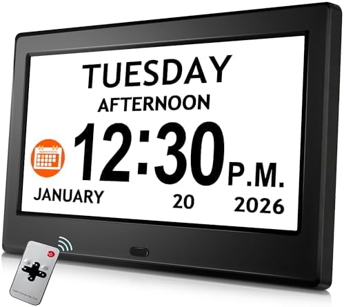 7'' Digital Clock, Dementia Clock for Seniors with Date Time, Large Display by Pastigio