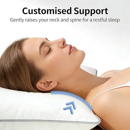 Luxury Down Feather Pillow Set of 2 - Queen/King Bed Pillows for Sleeping with Premium 100% Cotton Cover (Queen) - Image 6
