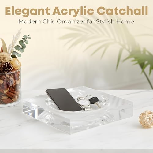 Clear Acrylic Catchall Tray - Decorative Jewelry Dish & Vanity Organizer for Keys, Rings, Earrings | Modern Minimalist Home Decor for Dresser, Nightstand, Entryway - Image 6