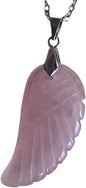 35mm Hand carved mixed gemstom angel wing for necklace pendant bead (rose quartz)