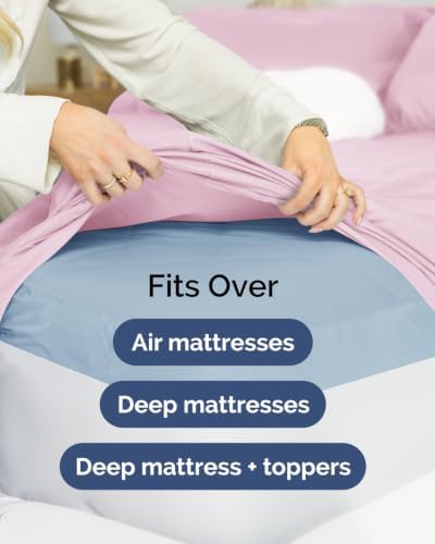CGK Linens 2 Pack Extra Deep Full Fitted Sheets - Light Pink - Image 7