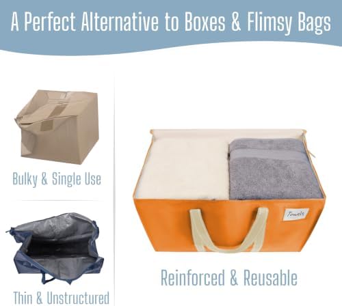 VENO 8 Pack Heavy Duty Moving Bags, Extra Large Storage Bags with Reinforced Handles & Strong Zippers, Foldable & Reusable Moving Box Alternative for Clothes & Dorm Storage - Image 5