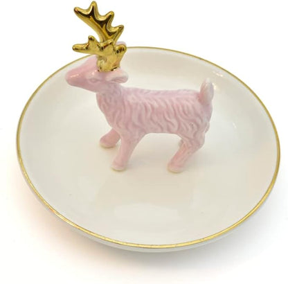 Deer Jewelry Tray Ring Dish Holder, Plated Gold Antler Jewelry Stand With Tray Display Organizer, Jewelry Hanger Rack for Hanging Necklaces, Rings, Earrings, Bracelet Best Gifts.