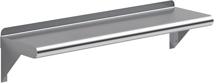 AmGood 8 in. x 30 in. Stainless Steel Wall Shelf | NSF | Metal Shelving | Garage, Laundry, Storage, Utility Room | Restaurant, Commercial Kitchen