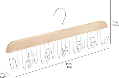 Amazon Basics Wooden Belt Hanger - Natural (Pack of 18)