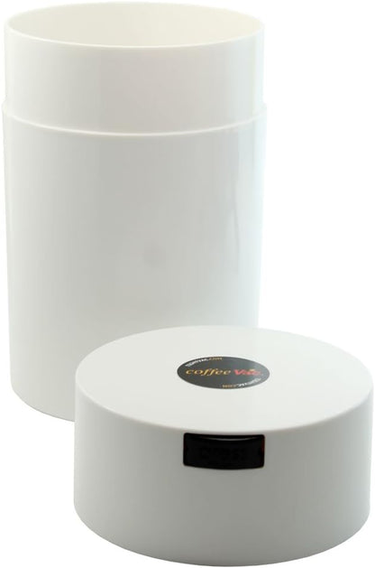 CoffeeVac 1LB – Patented Airtight Container | Multi-use Vacuum container works as smell proof containers for ground coffee and coffee bean containers. White cap and body