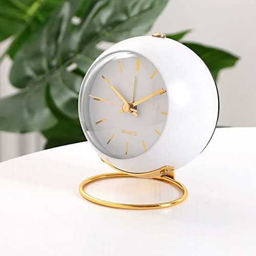 SHISEDECO Small Tableclocks Classic Non-Ticking Tabletop Alarm Clock,White - Image 2