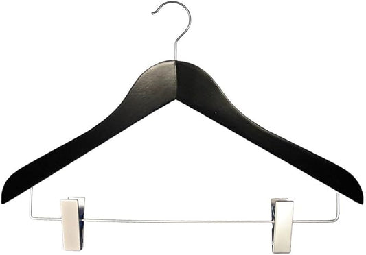 NAHANCO Executive Collection: Wooden Suit Hanger with Clips, 17 ½” Black (Pack of 50)