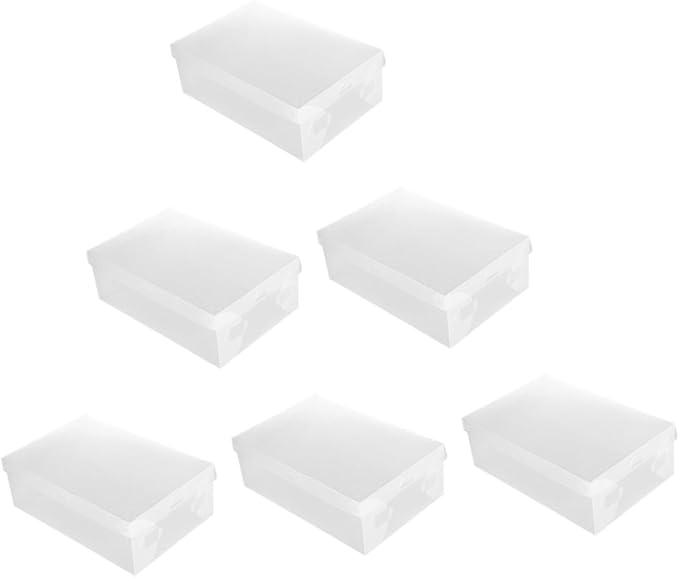 Garneck 6pcs Plastic Flip Shoe Box Cubby Organizers Lids Storage Boxes for Shoes Home Office