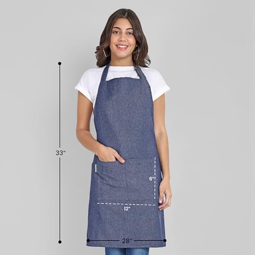 Chef Apron, Recycled Cotton Kitchen Apron with an Adjustable Neck with Long Ties, for cooking, baking - Image 5
