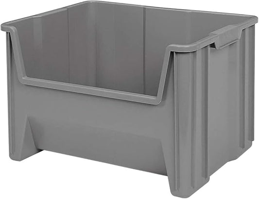 Akro-Mils 13017 Stak-N-Store Stackable Storage Bins, Heavy Duty Garage Storage Containers, Open Front Plastic Organizer for Tools, Shelves, Closet Organizer, 15" x 20" x 12-1/2", Grey, 3-Pack