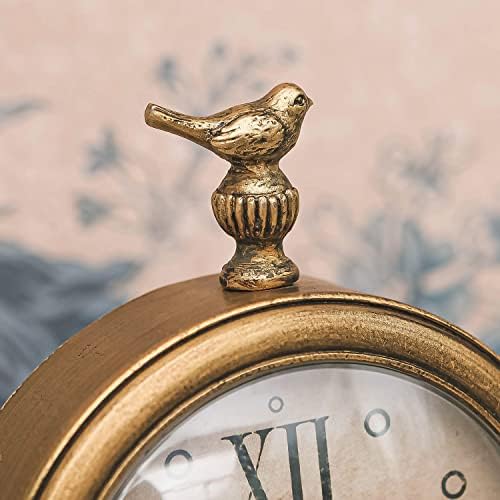 NIKKY HOME Vintage Table Clock with Bird Decorative Desk Metal Table Clocks - Image 4