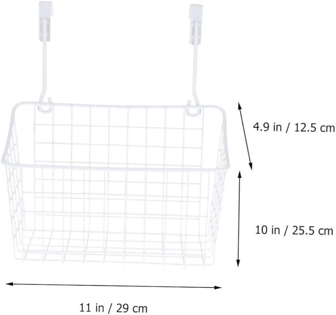 Cabilock White Hanging Cabinet Storage Basket with Ventilated Design Rust Resistant Door Organizer for Kitchen Bathroom Office Cabinets Easy to Install and Remove Space Saving Holder