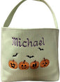 Personalized Halloween Bag for Trick or Treat - Custom Spooky Tote with Handle - Large Candy Bucket (Green Bag)