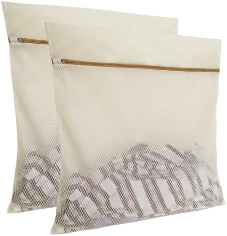 2Pcs Durable Honeycomb Mesh Laundry Bags for Delicates (2XX-L Beige) by DuomiW