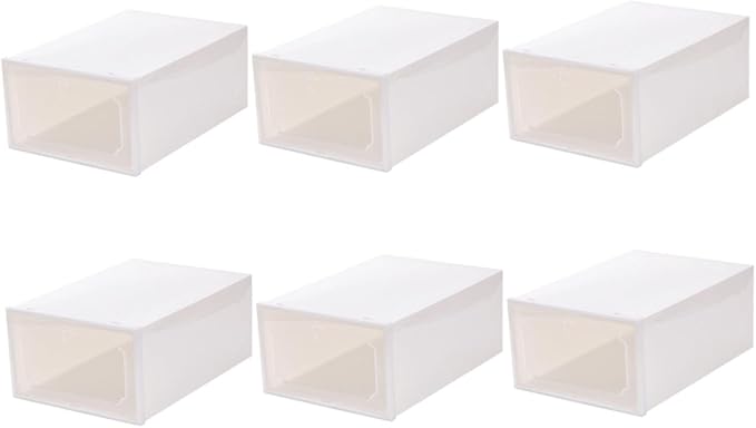 Large Capacity Plastic Shoe Storage Box with Flip Lid Drawer Design, Thickened Organizer for Women’s Shoes, 6pcs Set for Closet and Home Storage