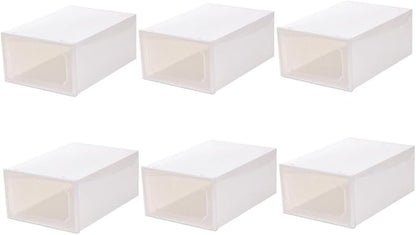 Large Capacity Plastic Shoe Storage Box with Flip Lid Drawer Design, Thickened Organizer for Women’s Shoes, 6pcs Set for Closet and Home Storage