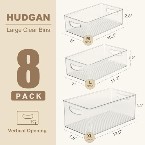 Hudgan 8 Pack Freezer Organizer Bins,Stackable,Clear Bins for Fridge,Pantry - Image 4