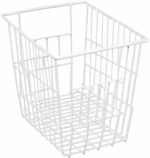 iPEGTOP Freezer Baskets, Set of 4 Farmhouse Metal Wire Basket Freezer Storage Wire Baskets Organizer Wire Storage Basket for Kitchen Pantry Organizer Bins (White)