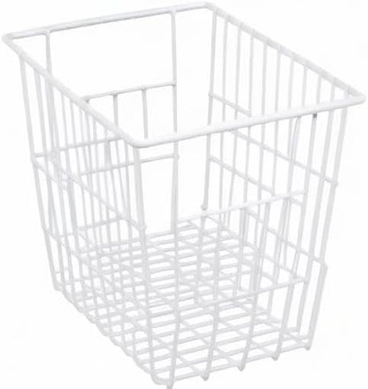 iPEGTOP Freezer Baskets, Set of 4 Farmhouse Metal Wire Basket Freezer Storage Wire Baskets Organizer Wire Storage Basket for Kitchen Pantry Organizer Bins (White)