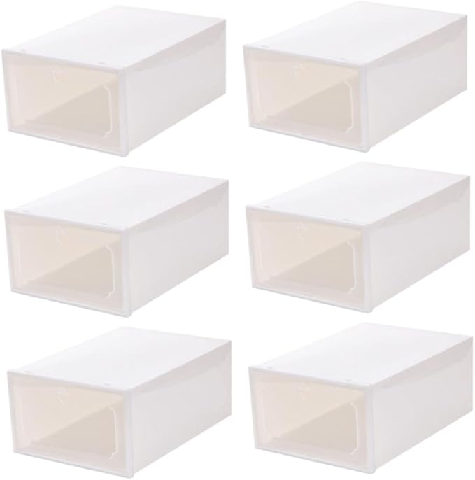 HEALLILY 6Pcs Transparent Creative Shoe Storage Box Plastic Container with Drawer Design for Easy Organization and Protection of Sneakers Stackable and