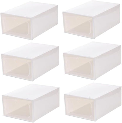 HEALLILY 6Pcs Transparent Creative Shoe Storage Box Plastic Container with Drawer Design for Easy Organization and Protection of Sneakers Stackable and