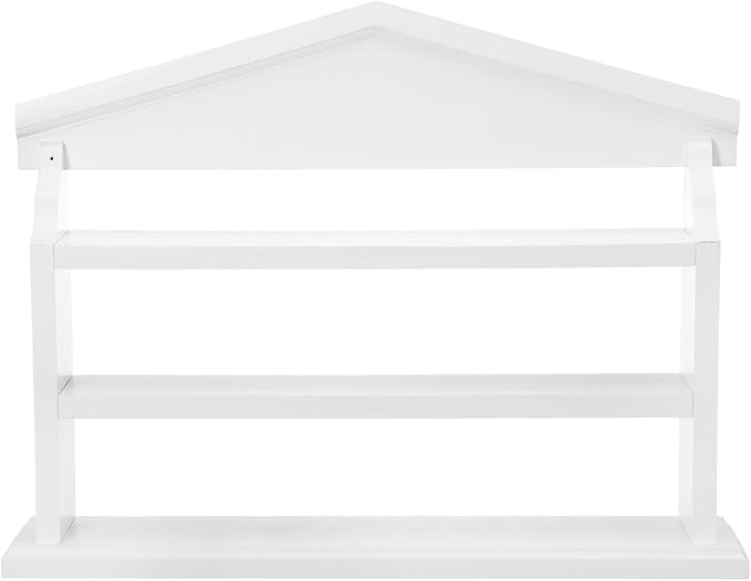 Chunful Spice Jar Wooden Rack with 3 Shelves Hanging Spice Rack Wall Mounting Kitchen Storage Village Style Display Shelf Organizer for 24 Jars, Shelf Only(White Classic House Style)