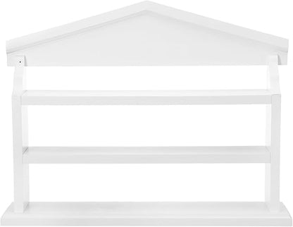 Chunful Spice Jar Wooden Rack with 3 Shelves Hanging Spice Rack Wall Mounting Kitchen Storage Village Style Display Shelf Organizer for 24 Jars, Shelf Only(White Classic House Style)