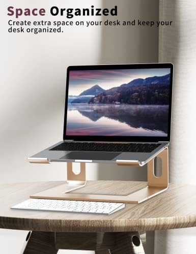 ALASHI Ergonomic Laptop Stand, Aluminum Desk Riser, 10-15.6", Gold - Image 2