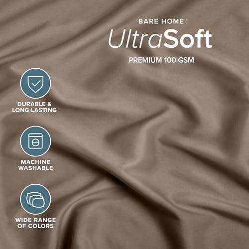 Bare Home Full Fitted Sheet - 1800 Ultra-Soft (Full, Taupe) - Image 2